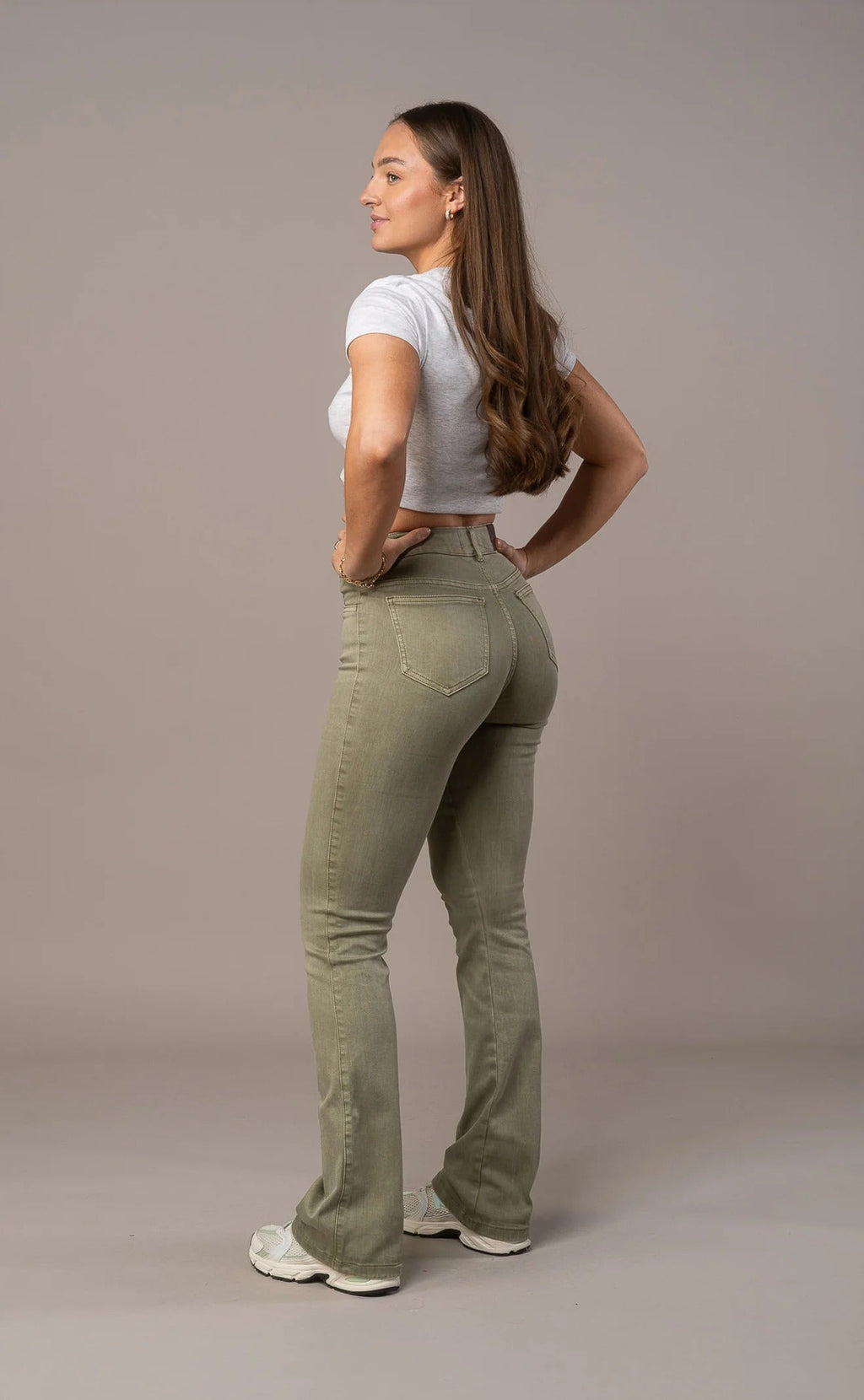 Pastel Flared Mid - Khaki